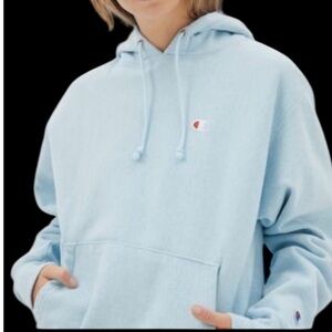 Champion blue pigment dye reverse weave Hoodie. Soft warm Activewear